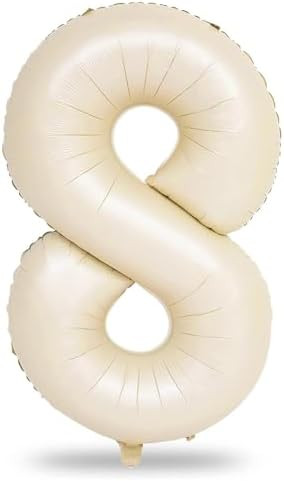 40 Inch Cream Foil Balloon Number 8, Giant Self Inflating Beige Number Balloons 0-9 for Men Women... | Amazon (US)