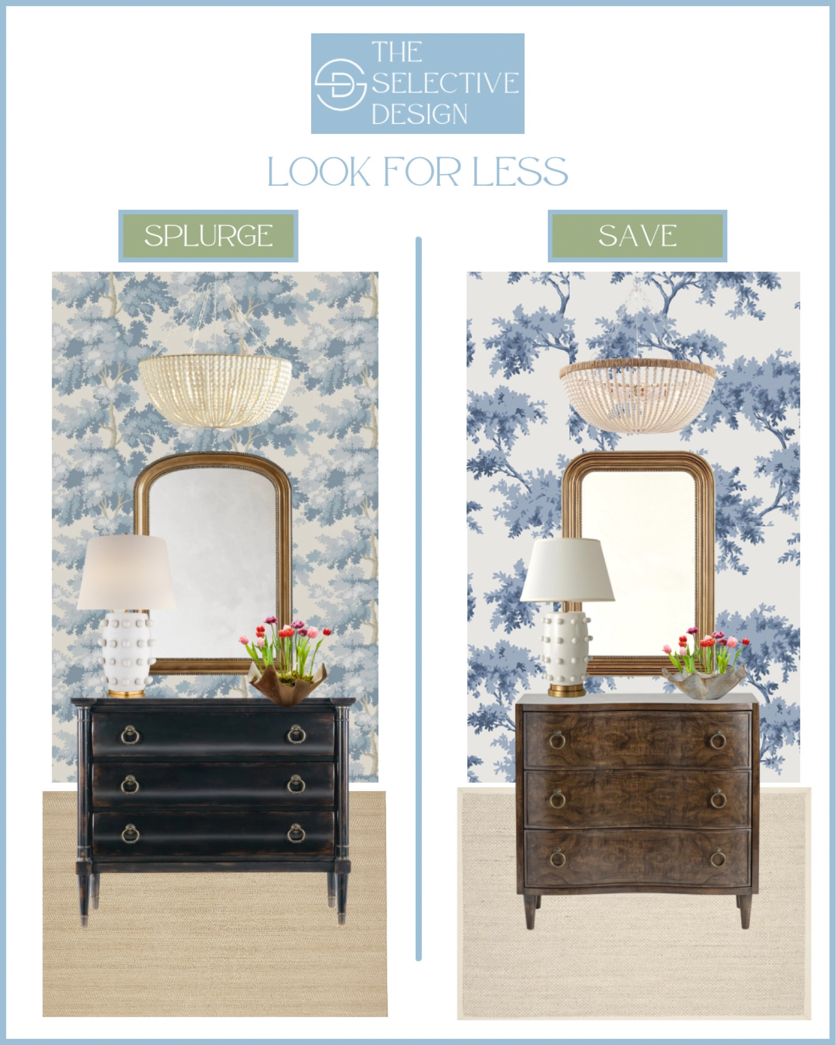 Classic entryway designer look for less 😍 

Timeless home decor look for less. These designer dupes are so good! Can you spot the dupe? Shop high and low price point. Home Decor look for less, splurge or save, timeless home decor, classic home decor, traditional home decor, chinoiserie, Amazon home decor, Amazon find, affordable home decor, affordable gold mirror,  classic lamp, tall lamp, Grandmillennial home decor, southern traditional home decor, southern home decor, blue wallpaper, entry wallpaper, dining room wallpaper, bathroom wallpaper, powder bath wallpaper, half bath wallpaper, affordable wallpaper, beaded chandelier, entryway chest, entry chest, entry console, dining room console, living room chest, white lamp, neutral rug, sisal rug, kid friendly rug, affordable rug, entryway rug, living room rug, bedroom rug, dining room rug, classic rug, dining room design, dining room inspo, entry design, entry inspo, living room design, affordable home decor 

 

#LTKHome #LTKStyleTip #LTKFindsUnder100