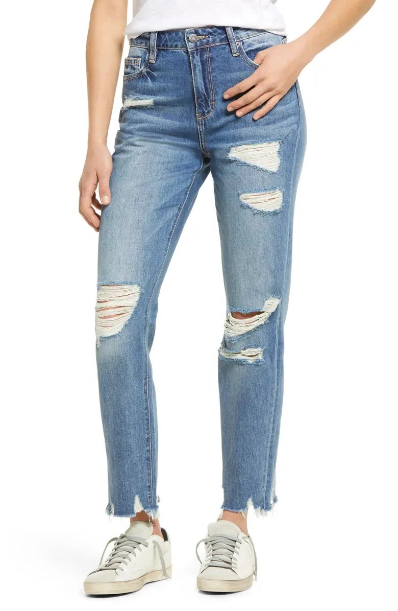 Ripped High Waist Ankle Straight Leg Jeans | Nordstrom