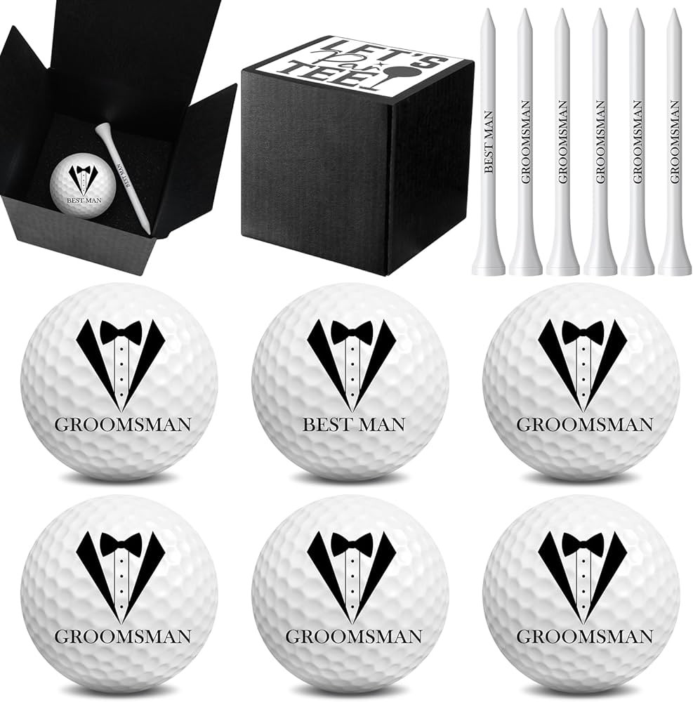 6 Sets Groomsman Golf Balls Baseballs Set Groomsman Proposal Gift for Men with Golf Balls Basebal... | Amazon (US)