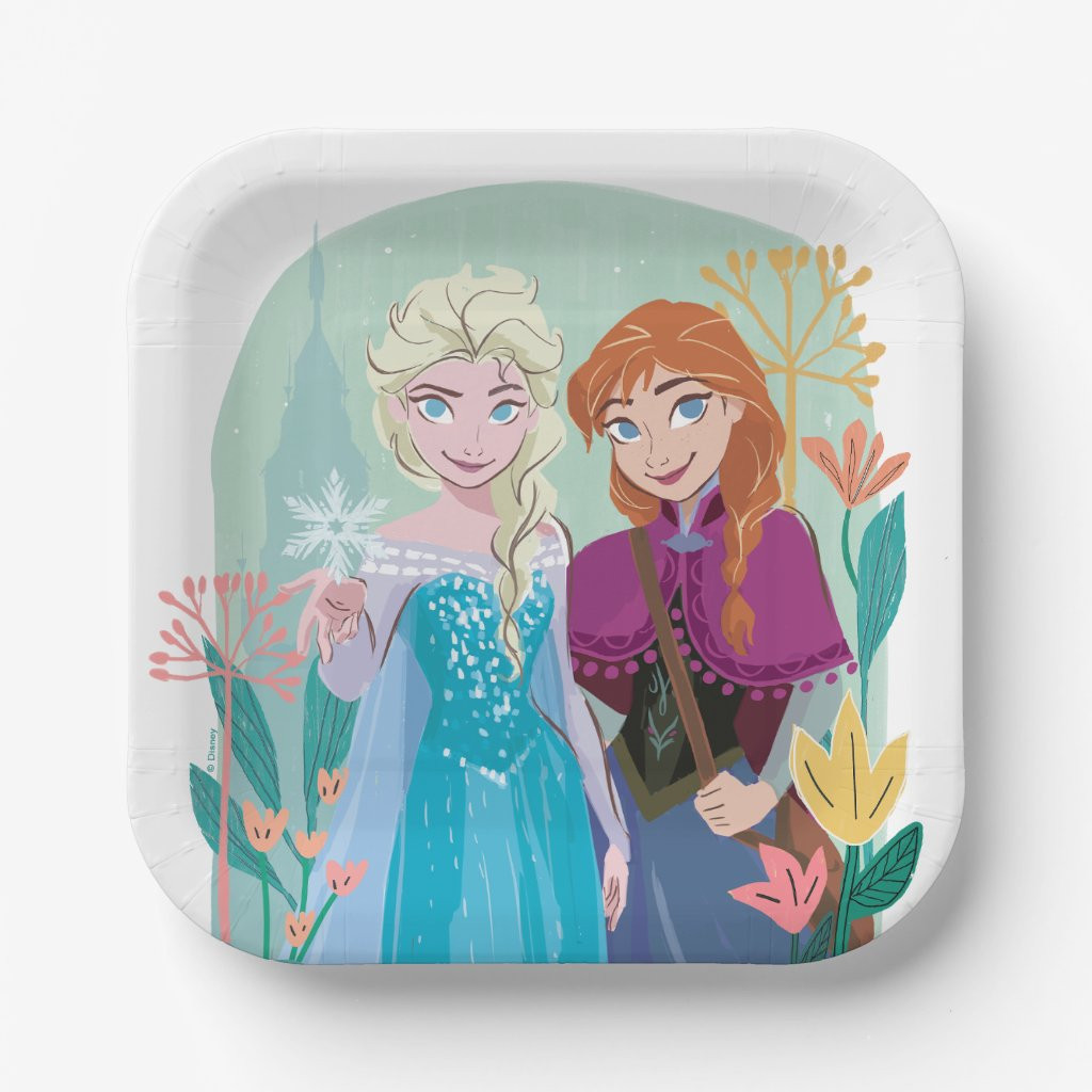 Disney's Anna & Elsa Frozen Floral Girls Birthday | Zazzle