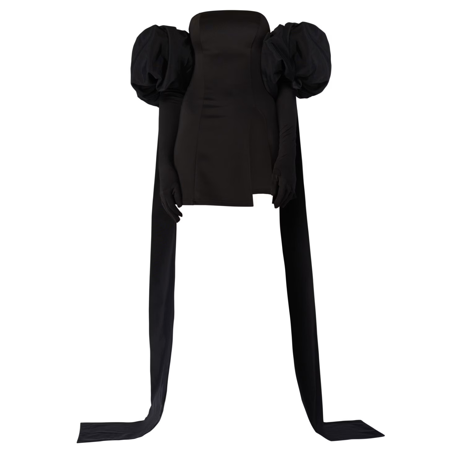 Cupid Split Dress, Gloves & Black Train Puffs - Black | Wolf & Badger (US)