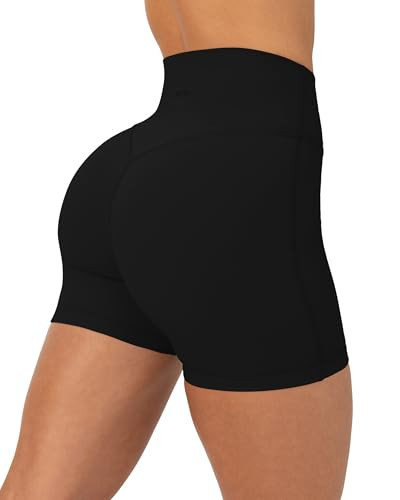 PAVOI ACTIVE Buttery Soft Yoga Workout Shorts for Women - High Waisted Butt Sculpting 4" Gym Biker Shorts - FlexFlow - Medium, Black | Amazon (US)