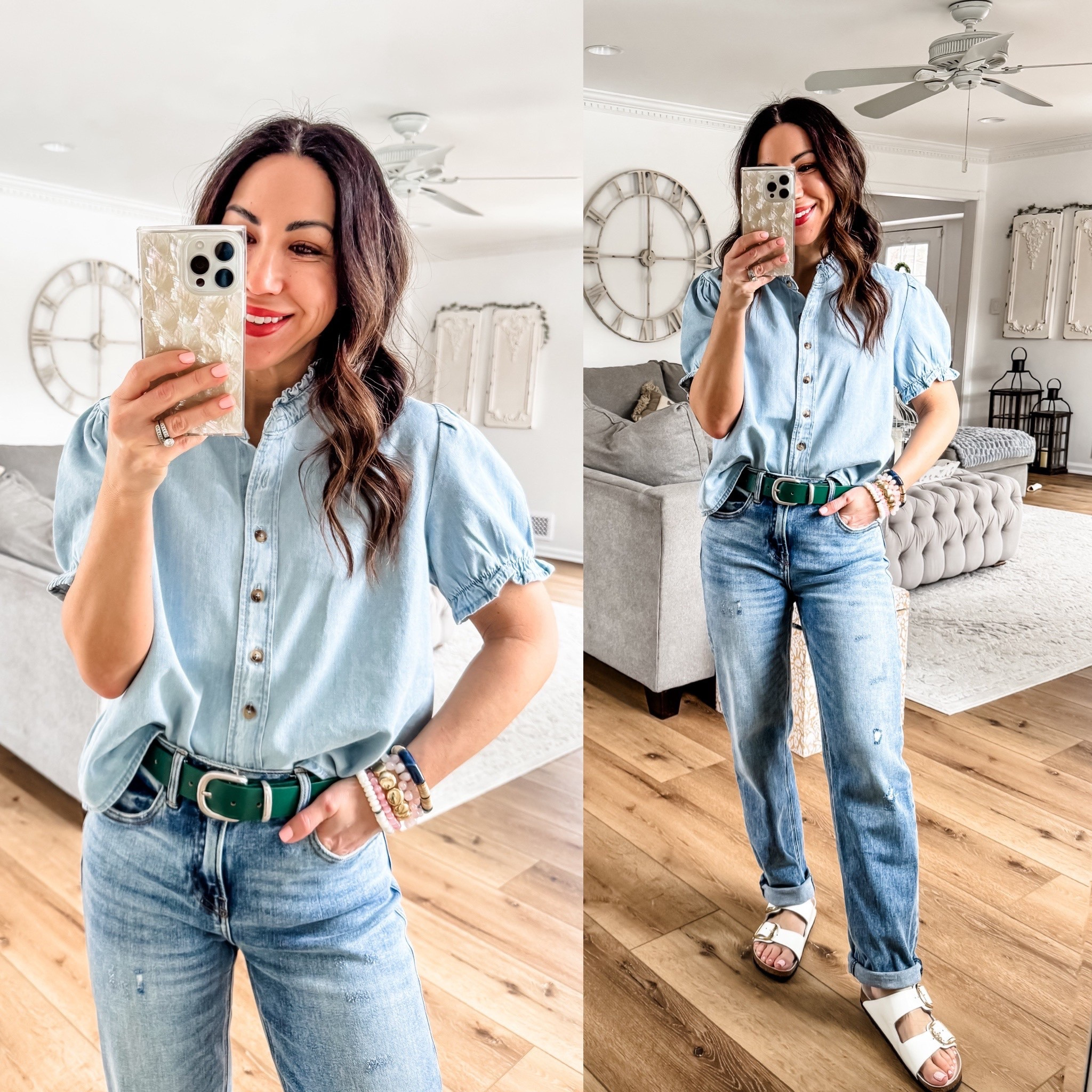 Small denim shirt. 24 boyfriend jeans. I sized down 



#LTKPetite #LTKOver40