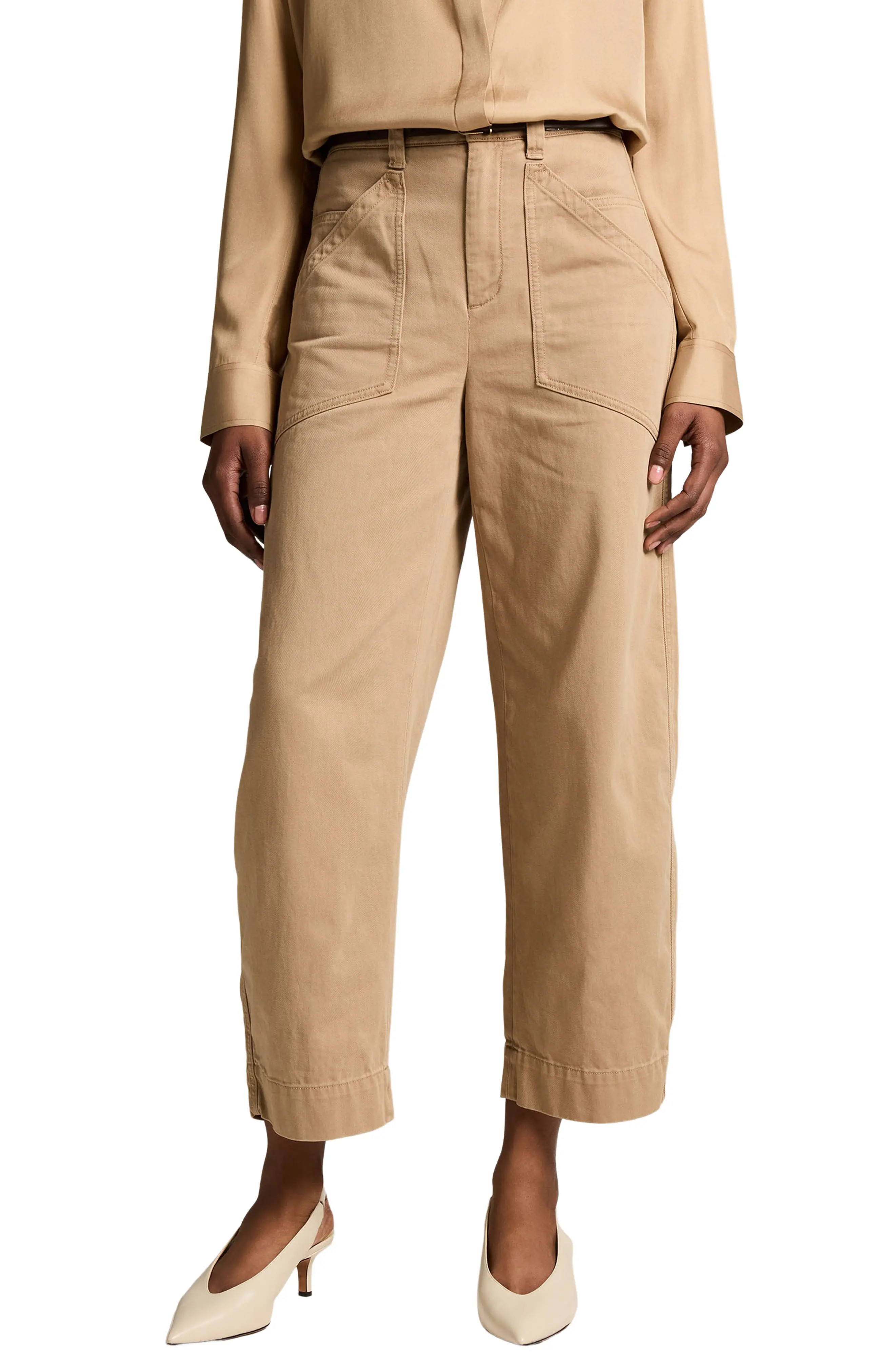Vince Washed Cotton Mid Rise Utility Pants in Carmello at Nordstrom, Size 6 | Nordstrom