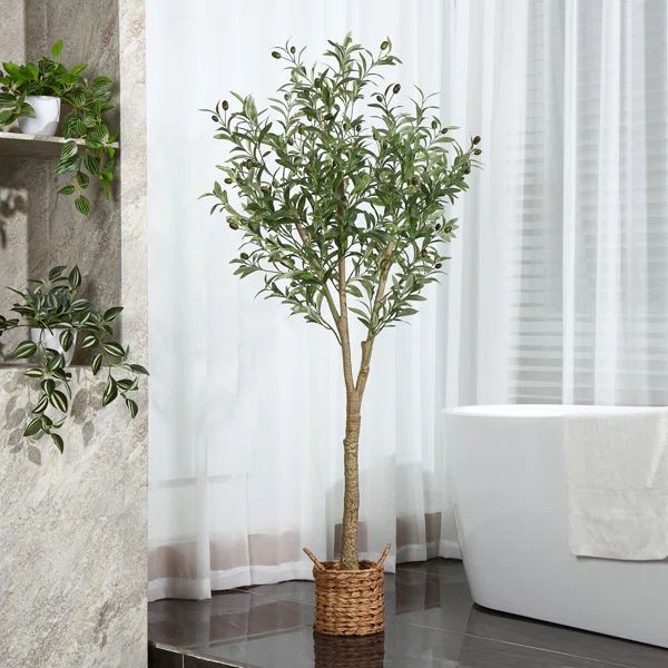Adcock Artificial Olive Tree In Pot Faux Olive Plant, Fake Olive Tree for Home Decor | Wayfair North America