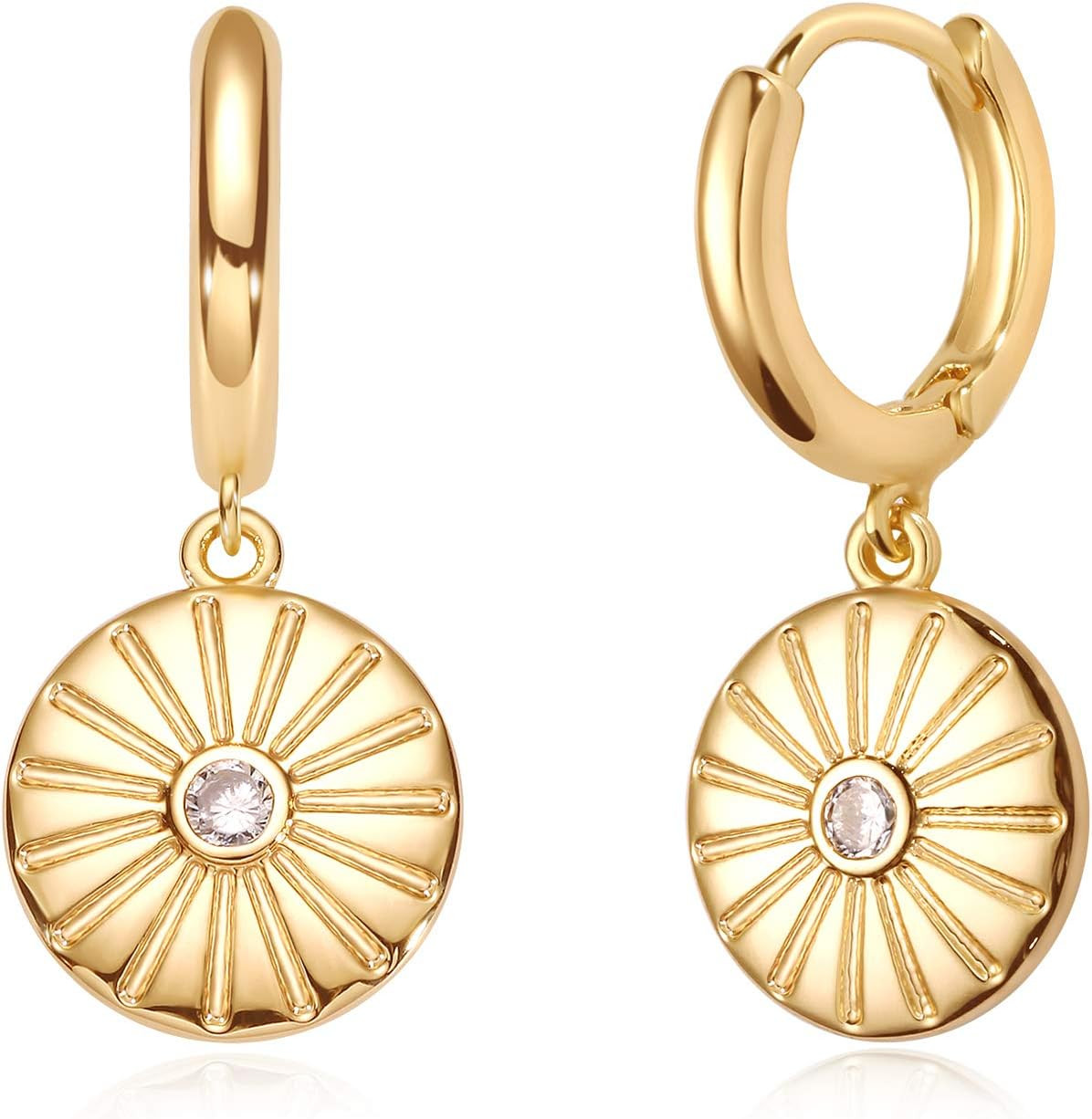 Gold Heart Hoop Earrings Huggie Earrings for Women 14k Gold Plated Small Hoops Earrings | Amazon (US)