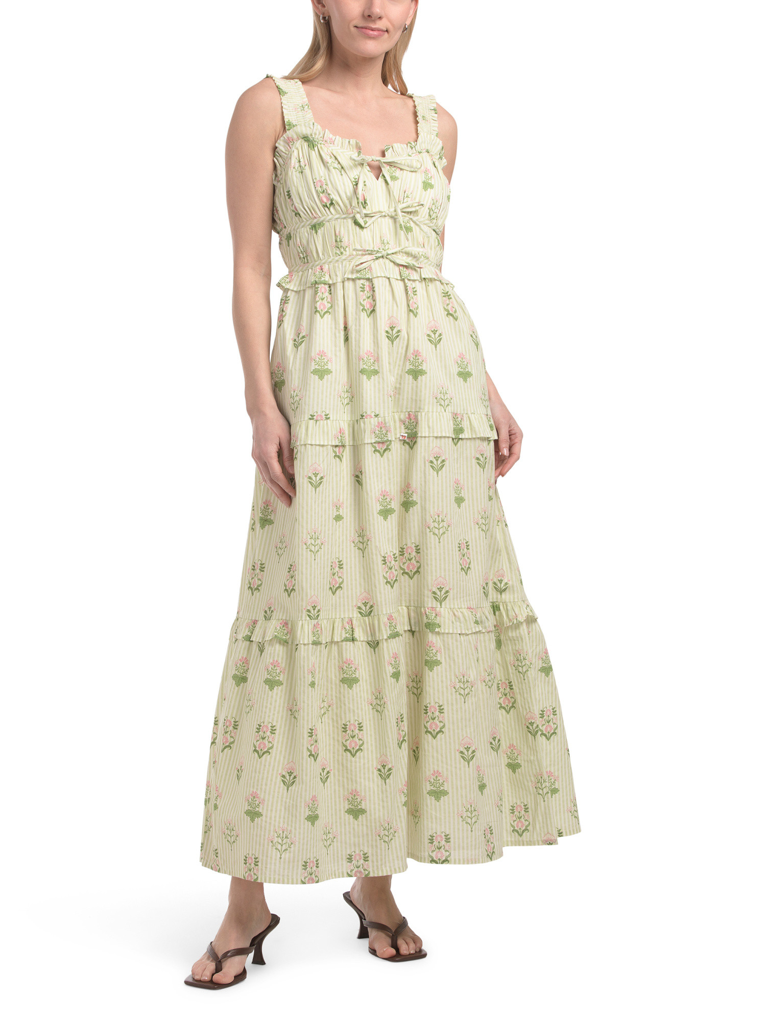 Sleeveless Floral Stripe Maxi Dress | TJ Maxx