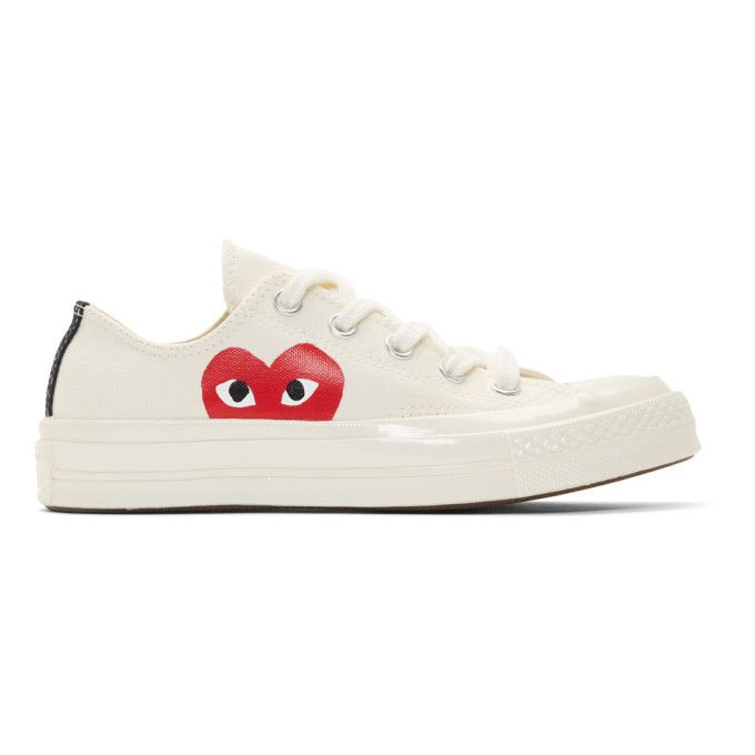 Comme des Garcons Play Off-White Converse Edition Half Heart Chuck 70 Low Sneakers | SSENSE 