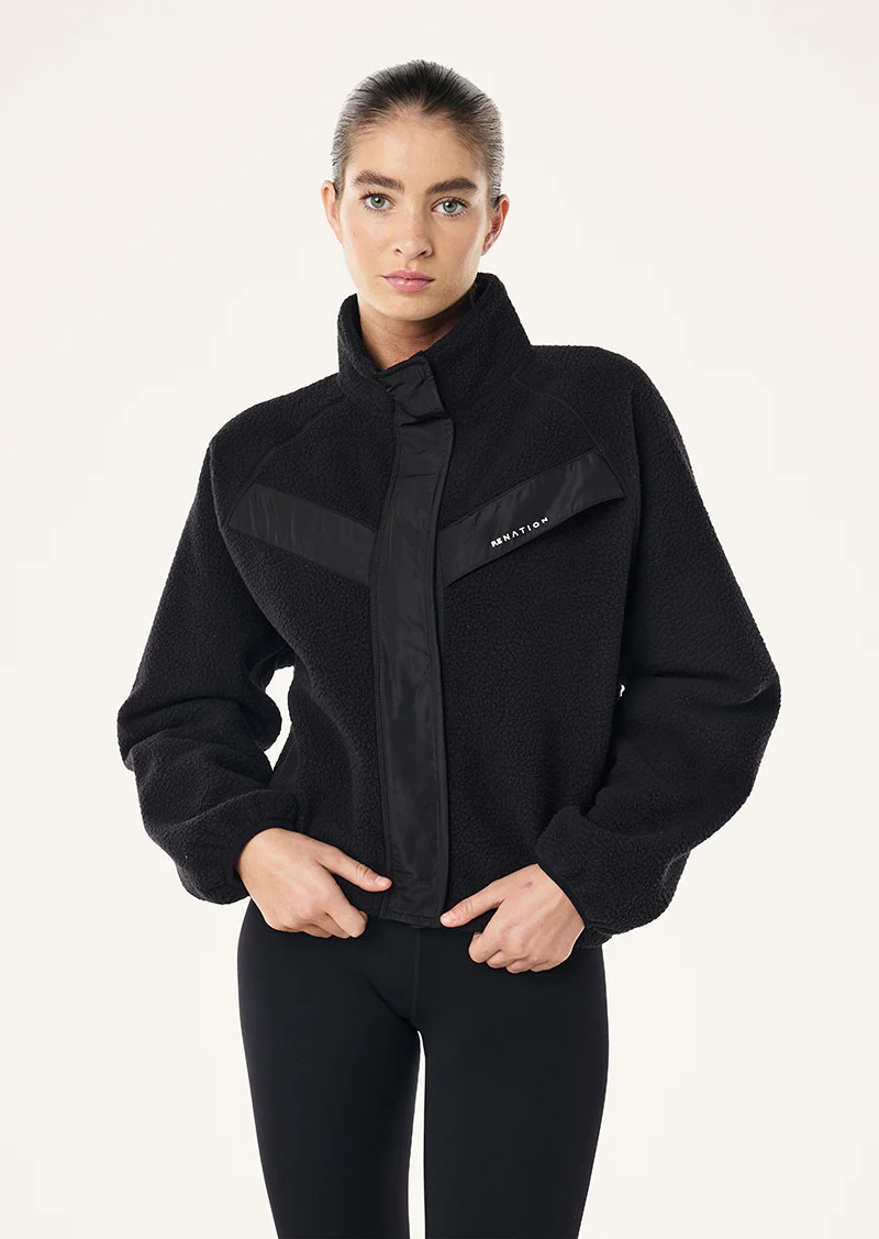 SHELTER SHERPA JACKET IN BLACK | P.E Nation AU