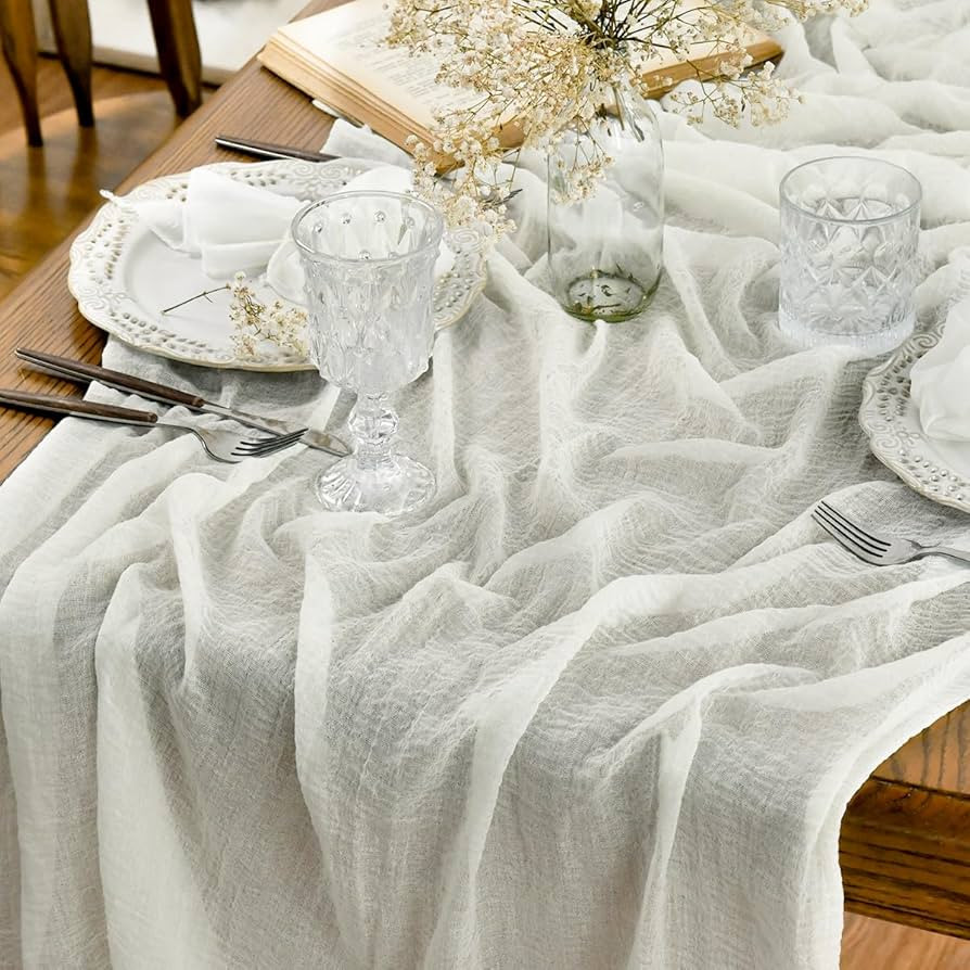 Artoid Mode Boho Cheesecloth Gauze Ivory Wedding Table Runner, Seasonal Fabric Kitchen Dining Hol... | Amazon (US)