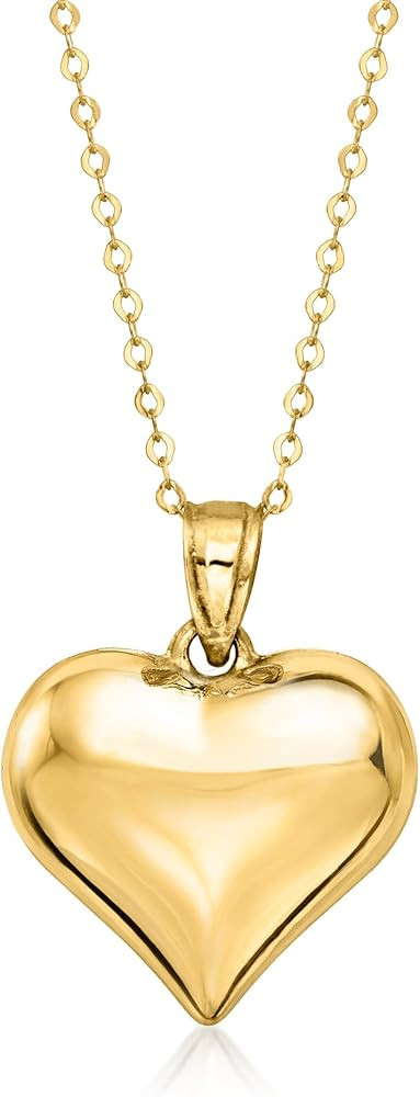 Ross-Simons 10kt Yellow Gold Puffed Heart Pendant Necklace | Amazon (US)