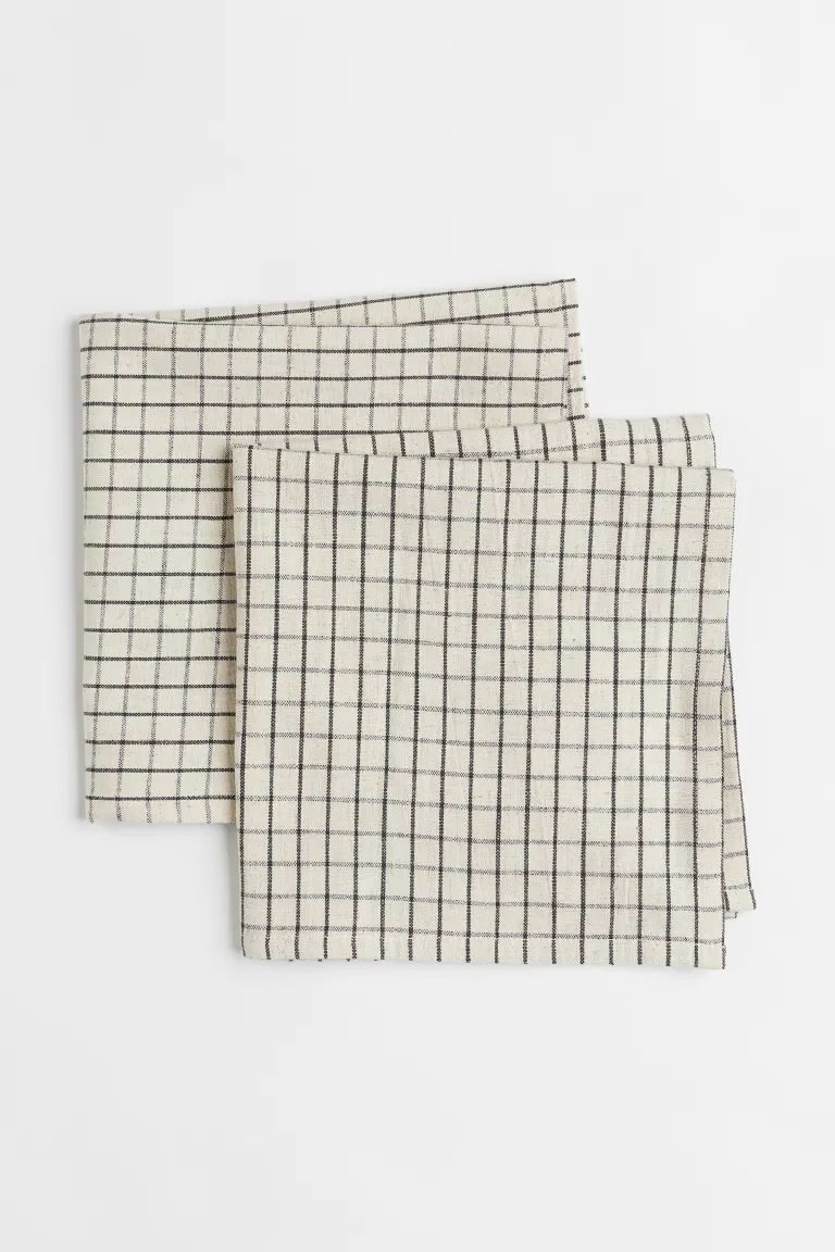 2-pack Linen-blend Napkins - Light beige/gray plaid - Home All | H&M US | H&M (US + CA)