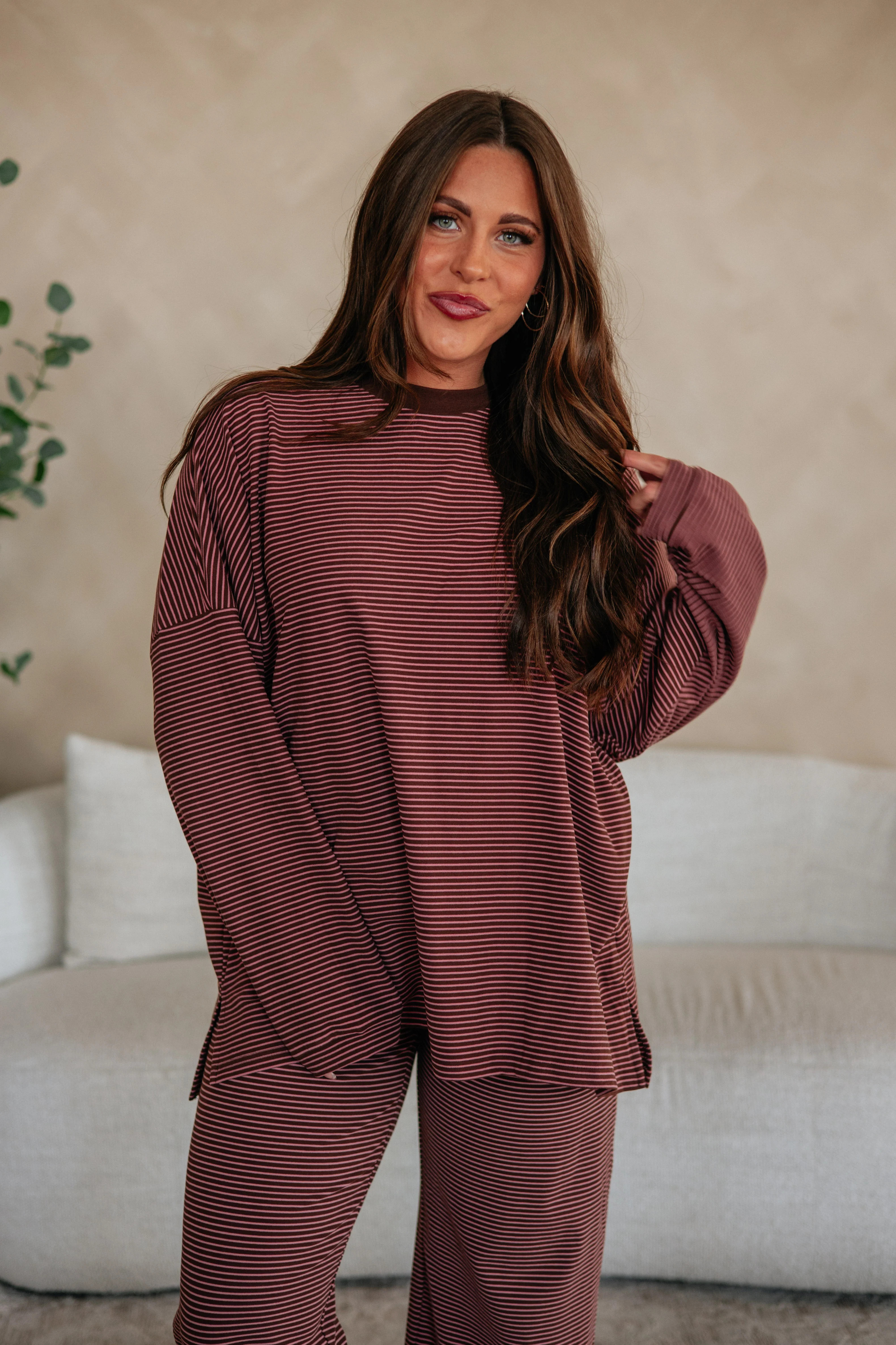 Cayla Striped Top - Cocoa Mix | Wild Oak Boutique