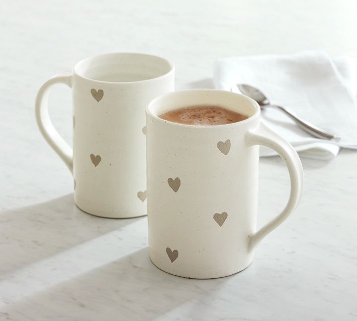 Farmstead Hearts Stoneware Mugs | Pottery Barn (US)