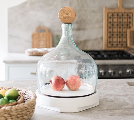 COCOCOZY x etúHOME Handcrafted Recycled Glass Cloche with Reclaimed Wood Trivet | Pottery Barn (US)