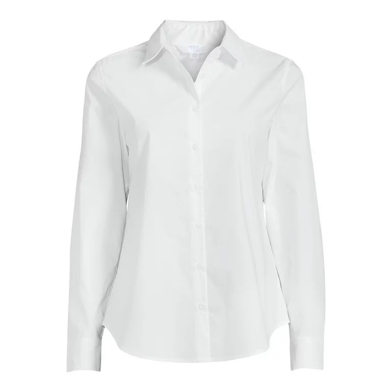 Time and Tru Women's Long Sleeve Button Down Shirt, Sizes XS-XXXL - Walmart.com | Walmart (US)