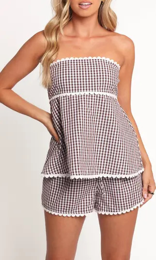 Petal & Pup Kyle Gingham Strapless Top & Shorts Set | Nordstrom | Nordstrom