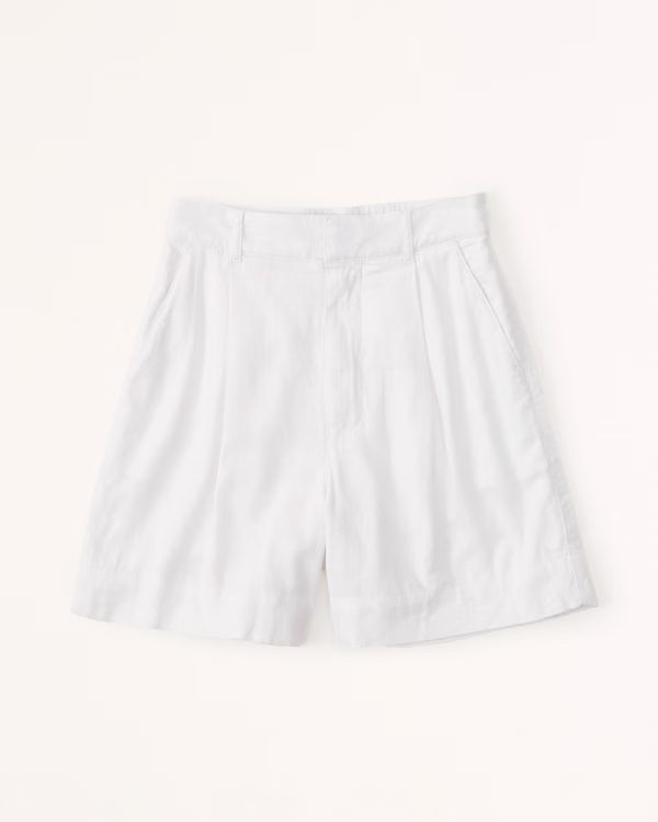 6 Inch Linen-Blend Tailored Shorts | Abercrombie & Fitch (US)