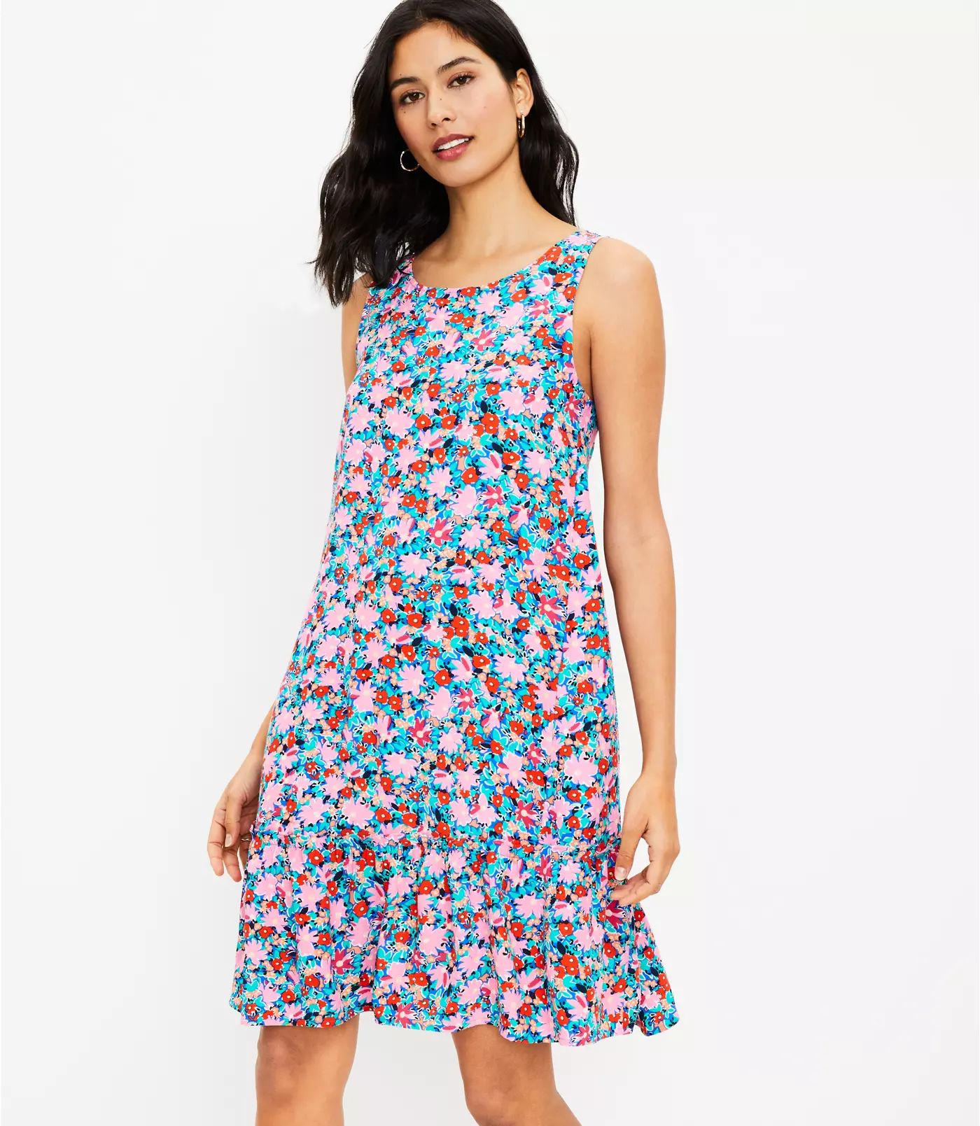 Daisy Tie Back Flounce Dress | LOFT | LOFT