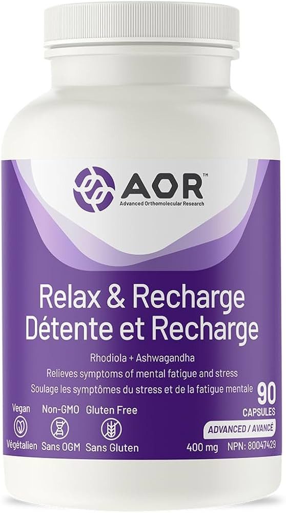 AOR Relax & Recharge 400mg 90 Caps 30-Day Supply - Rhodiola Rosea & Ashwagandha Extract, Herbal S... | Amazon (CA)