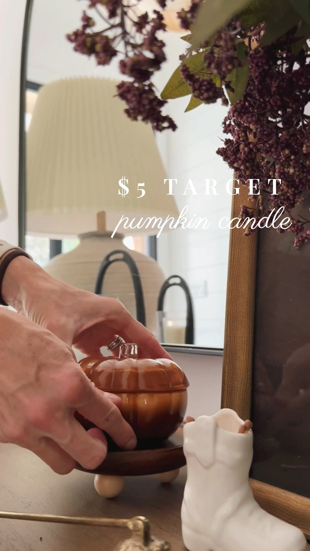 $5 Target Pumpkin candle that is perfect for any tabletop for the Fall- kitchen counter, coffee table, bookshelves, consoles- don’t miss out on these to welcome Fall into your home 🍂

#LTKStyleTip #LTKHome #LTKFallSale