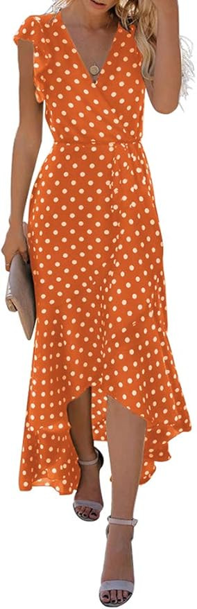 GRECERELLE Women's Summer Floral Print Cross V Neck Dress Bohemian Flowy Long Maxi Dresses | Amazon (US)