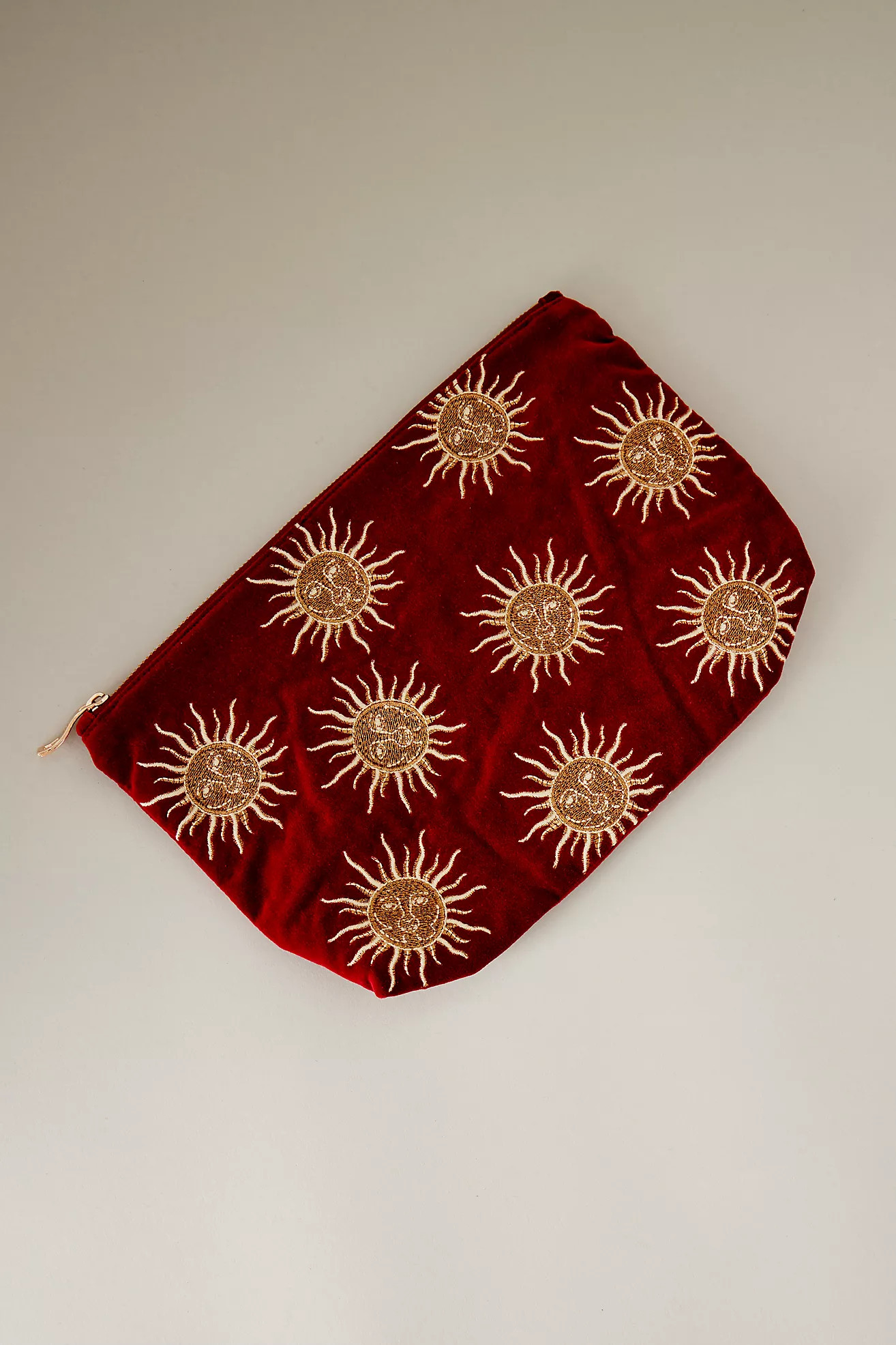 Elizabeth Scarlett Sun Embroidered Velvet Makeup Bag | Anthropologie (UK)