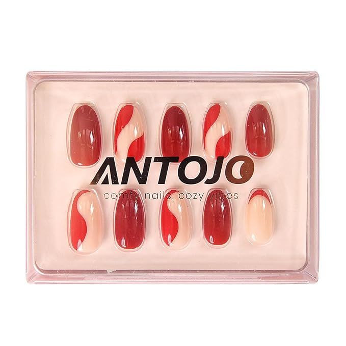 ANTOJO Press On Nails-"Rouge Romance"| Midium Oval | Salon Quality | Durable and Reusable | Inclu... | Amazon (US)