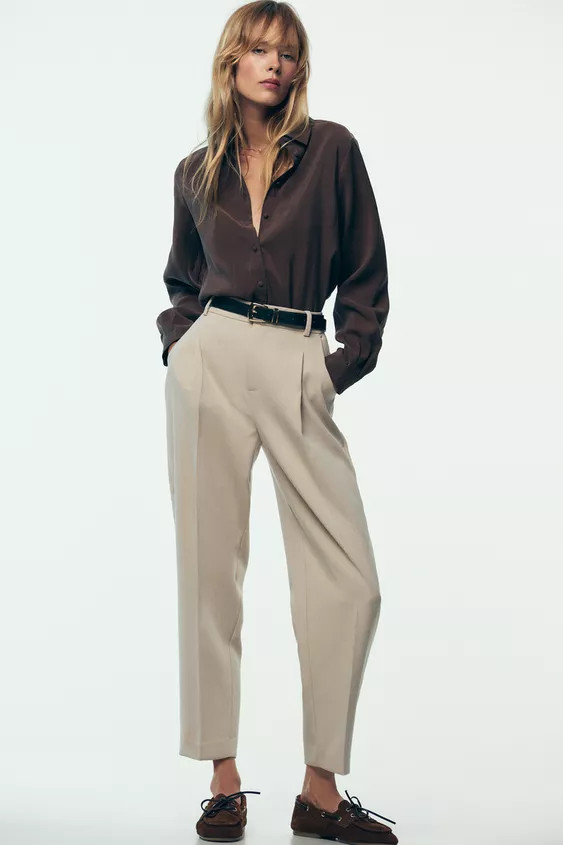 BELTED PLEATED PANTS | Zara US