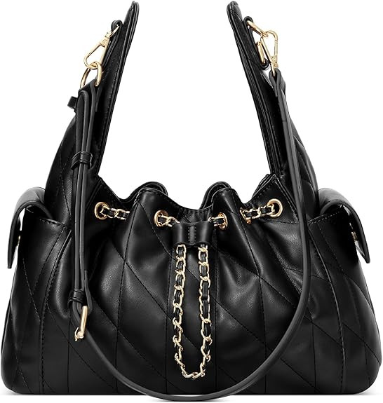 CLUCI Quilted Leather Handbag, Soft Tote Bags for Women with Adjustable Strap, Crumpled Shoulder ... | Amazon (US)