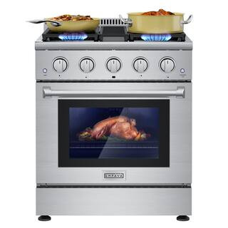 30 in. 4.2 cu. ft. Slide-In Single Oven Gas Range with 4 Sealed Burners in Stainless Steel | The Home Depot