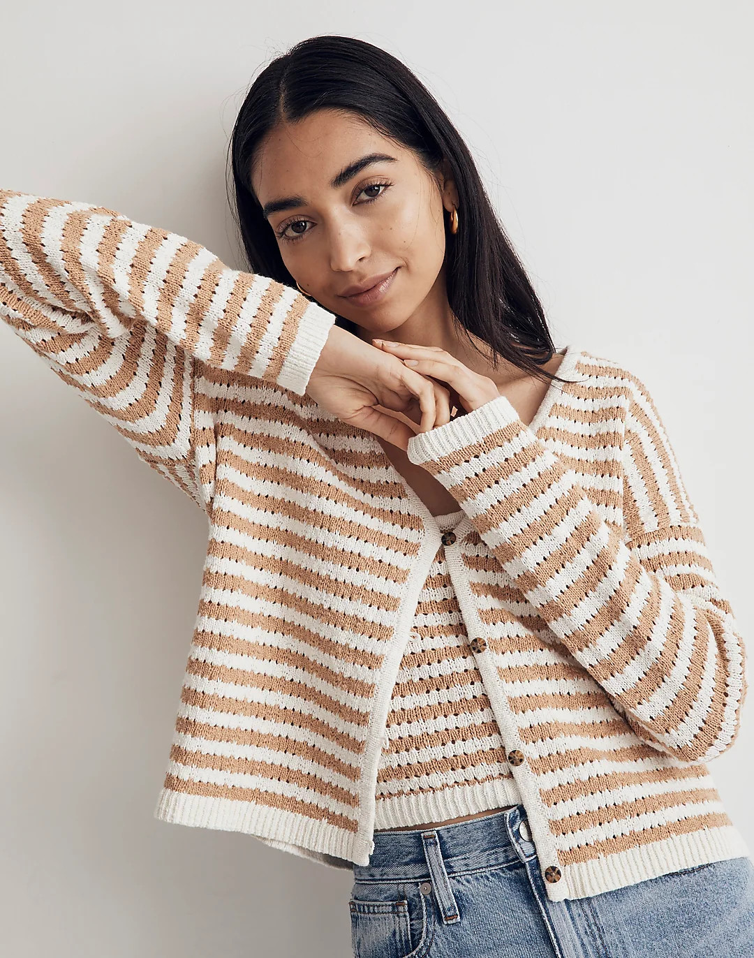 Open-Stitch Cardigan Sweater in Stripe | Madewell