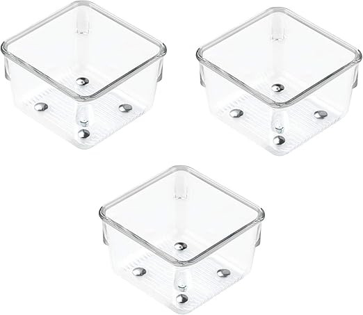 InterDesign Linus Kitchen Drawer Organizer for Utensils, Tools, Gadgets - 3" x 3" x 2", Clear, Se... | Amazon (US)
