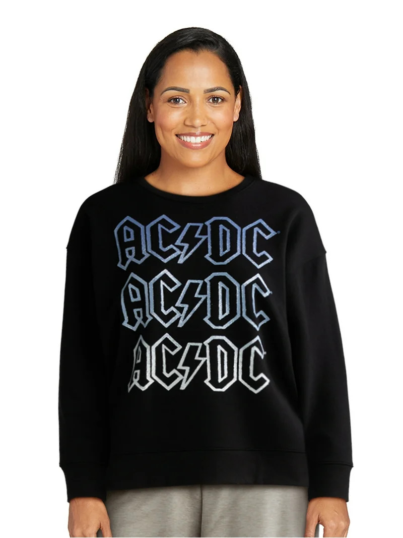 Time and Tru Women’s AC/DC Graphic Band Sweatshirt, Sizes S-XXXL | Walmart (US)
