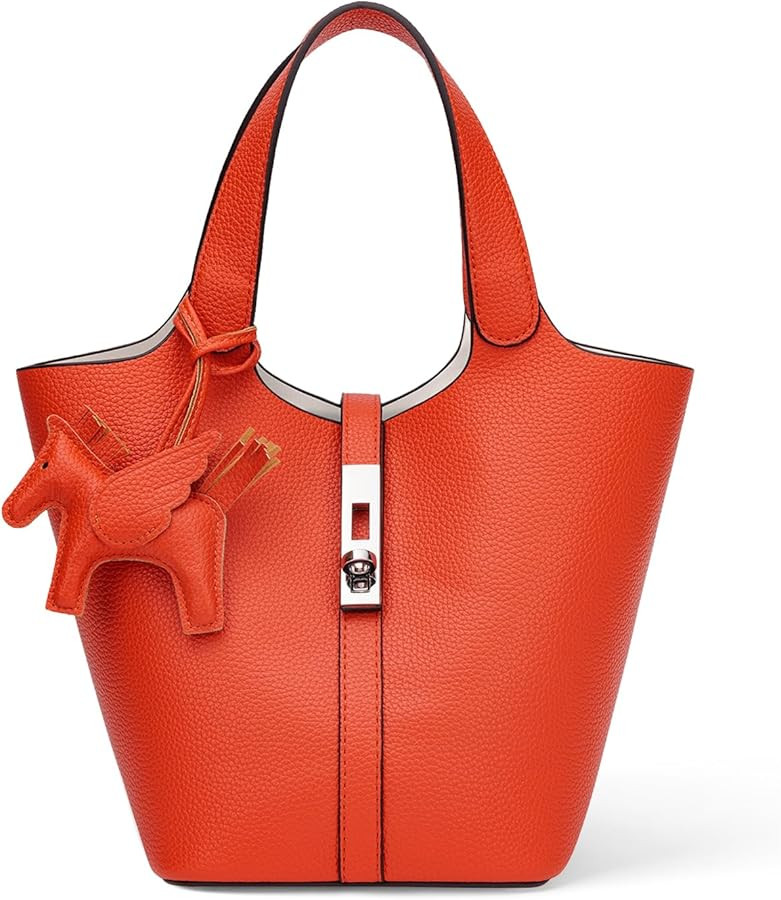 Tote Bag for Women Vegan Leather Bucket Purse for Women Top Handle Handbag Shoulder Bag with Deta... | Amazon (US)