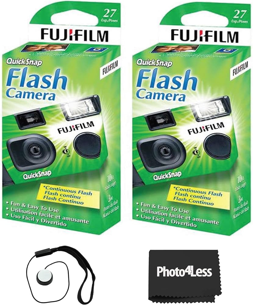 Fujifilm QuickSnap Flash 400 Disposable 35mm Camera (Pack of 2) Bundle with Hand Strap and Lens C... | Amazon (US)