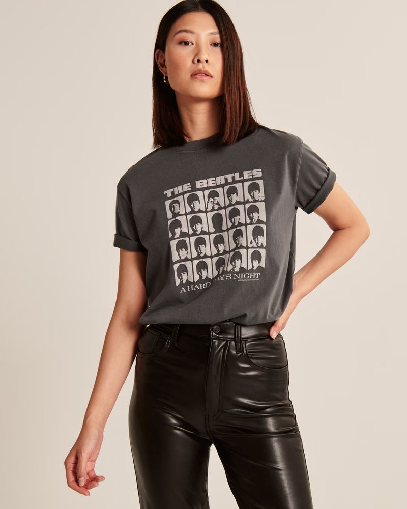 Women's Oversized Boyfriend Def Leppard Graphic Tee | Women's Tops | Abercrombie.com | Abercrombie & Fitch (US)