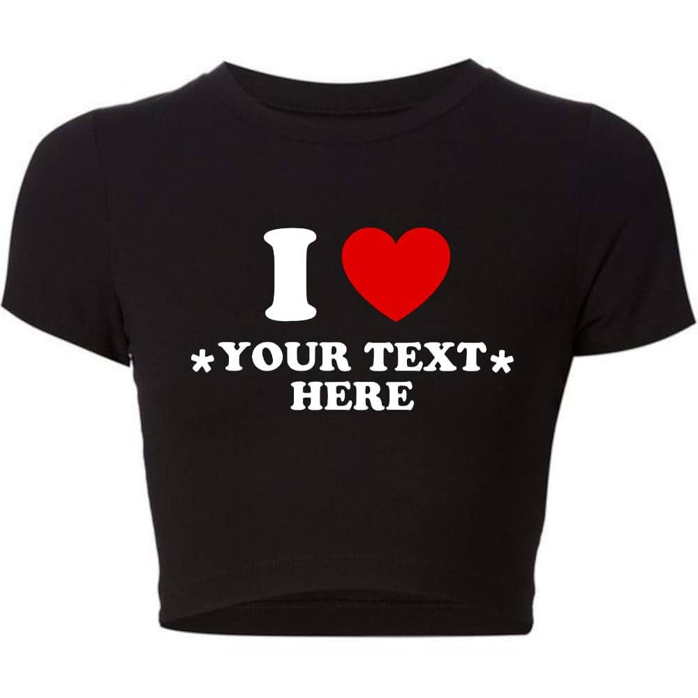 Custom I Heart Shirt - Custom Crop Top - Custom Baby Tee - Gift For Her - Valentines Shirt - Retr... | Amazon (US)