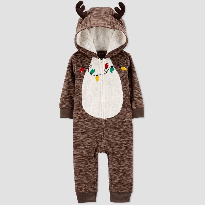 Baby Girls' Reindeer Lights Rompers - Just One You® made by carter's Brown | Target