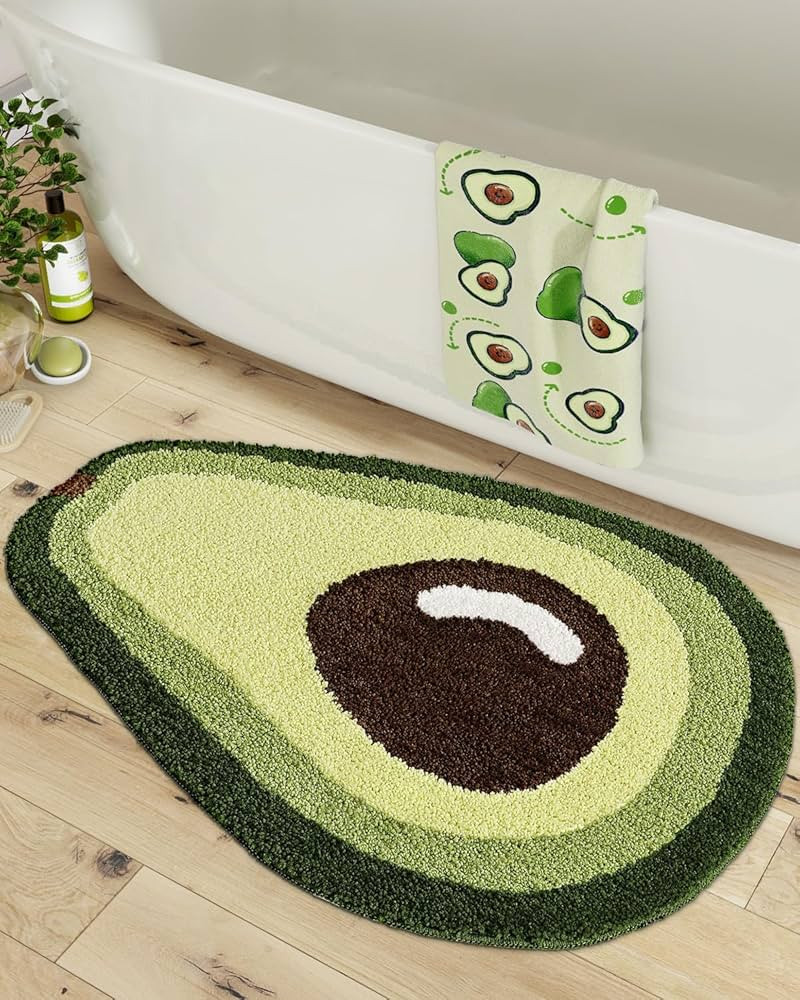 LUMI Cute Bathroom Rugs, Funny Fruit Rug, Soft Plush Fluffy Green Bath Mat, Absorbent, Non-Slip f... | Amazon (US)