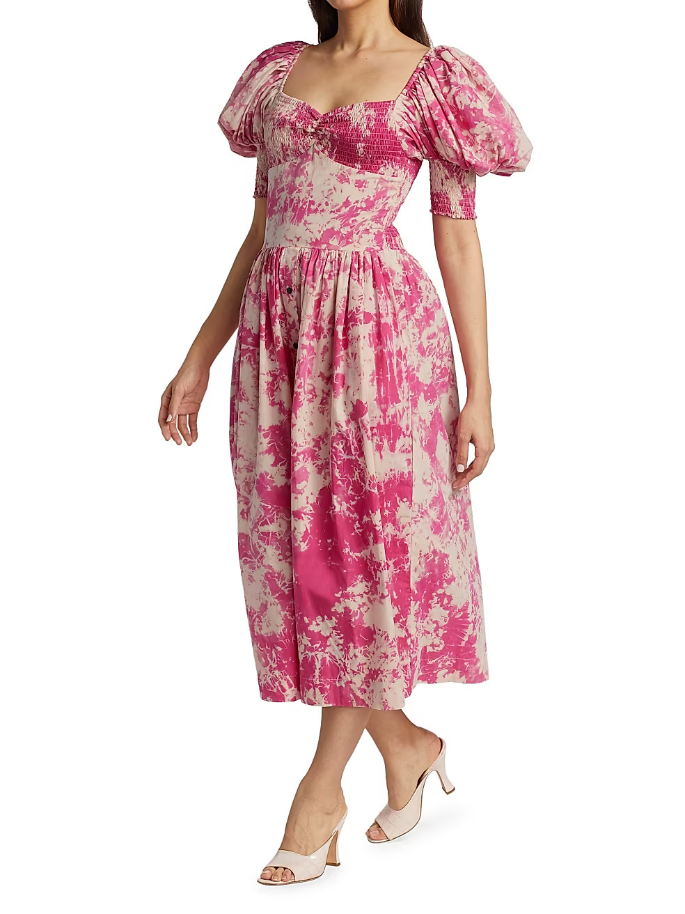 Puff-Sleeve Sweetheart Midi Dress | Saks Fifth Avenue