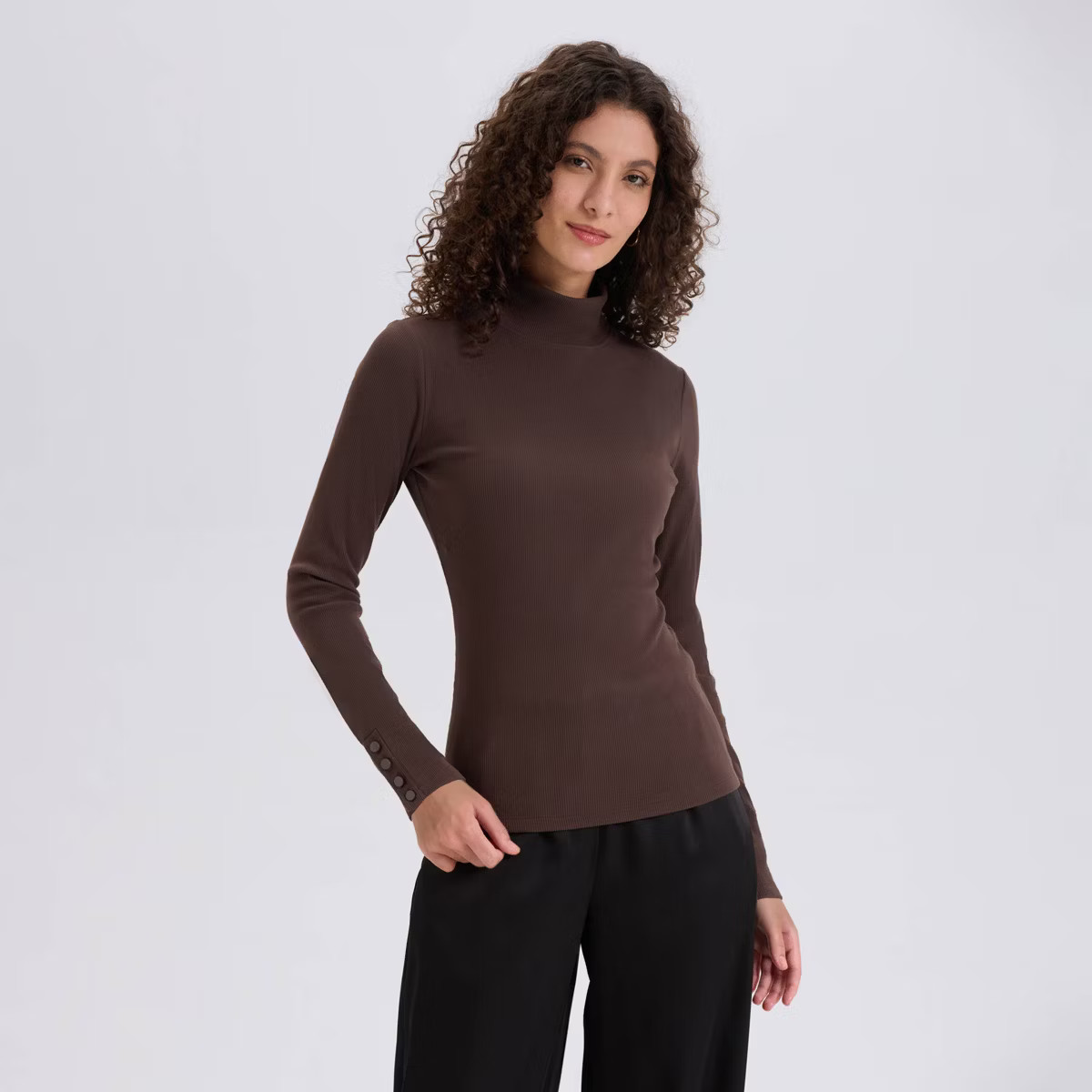 Women's Long Sleeve Mock Neck Rib-Knit Top - A New Day™ | Target