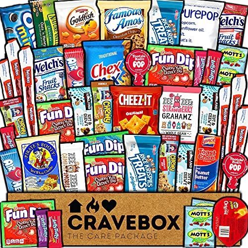 CraveBox Care Package (45 Count) Snacks Food Cookies Granola Bar Chips Candy Ultimate Variety Gift B | Amazon (US)