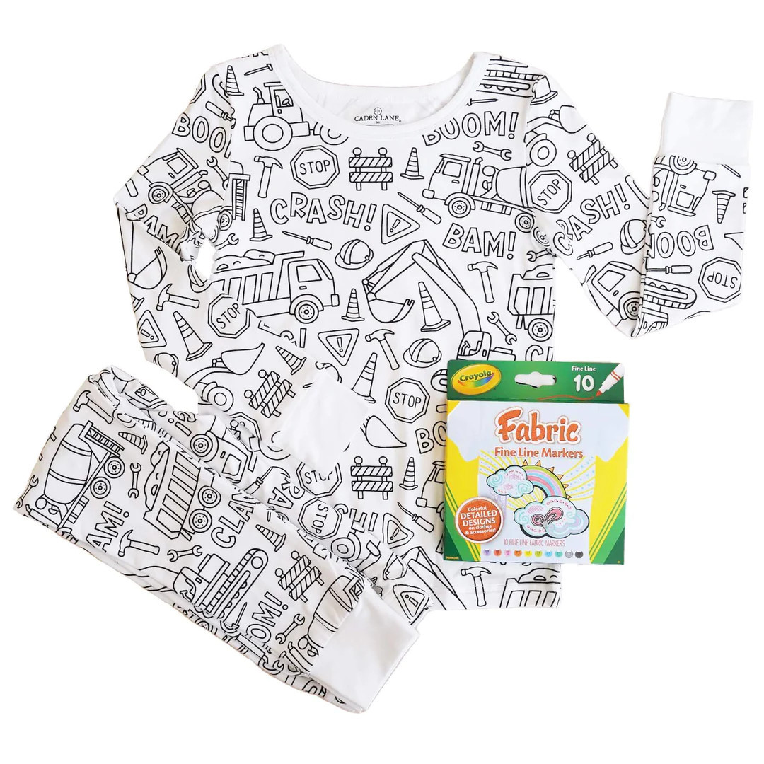 ColorMe Pajama™ Two Piece Set | Construction Zone | Caden Lane