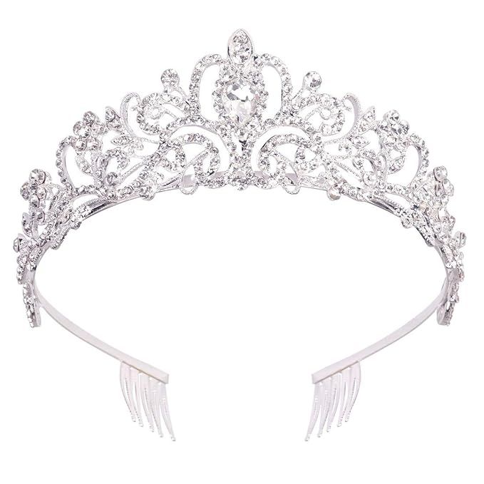 Didder Silver Crystal Tiara Crown Headband Princess Elegant Crown with combs for Women Girls Brid... | Amazon (US)