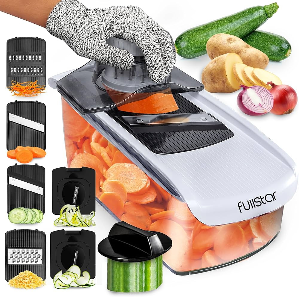Fullstar Mandoline Slicer for Kitchen, Cucumber Slicer, Cheese Grater Vegetable Spiralizer and Ve... | Amazon (US)