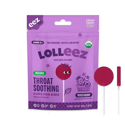 The Eez Co. Lolleez Organic Throat Soothing Pops - Mixed Berry/Elderberry - 15ct | Target