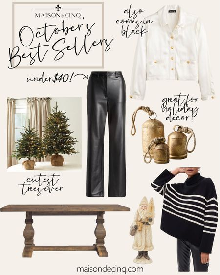 All the top sellers for October including faux leather pants for $40, the best little holiday trees, gorgeous satin jacket (on sale!) and more!

#homedecor #holidaydecor #sweater #christmastree #tabletoptree #diningtable #falloutfit #holidayoutfit 

#LTKHoliday #LTKover40 #LTKhome