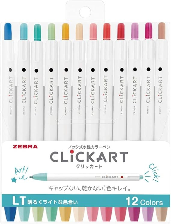 ZEBRA Clickart Water-Based Pen Bright Light 12 Colors Set, Wyss22-12Clt | Amazon (US)
